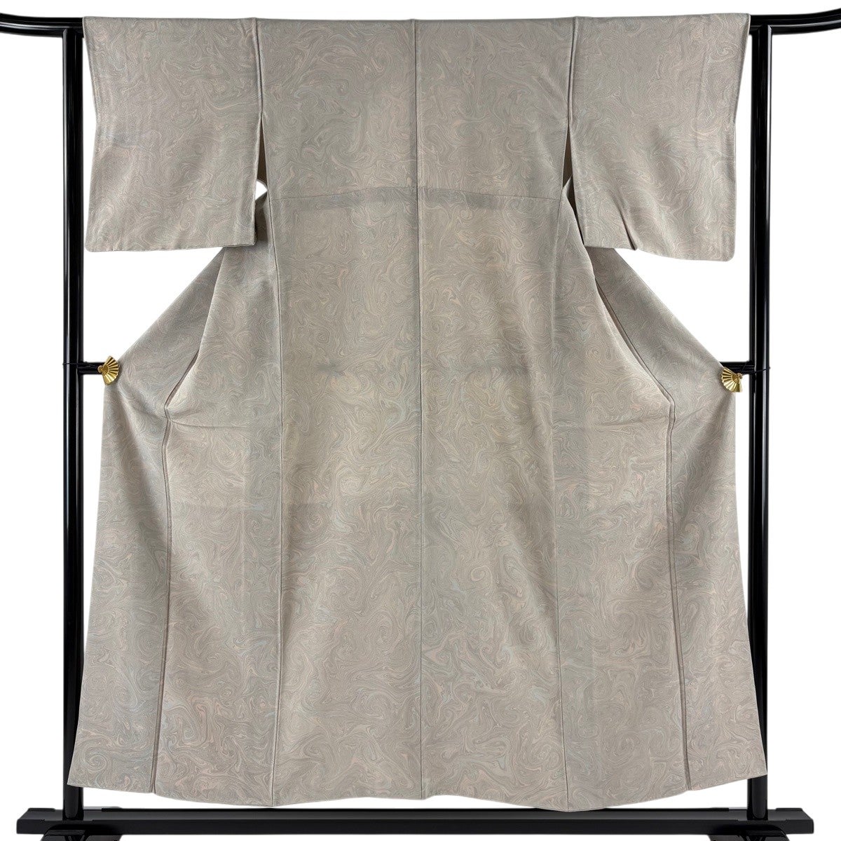 美品】 小紋 身丈157cm 裄丈62.5cm S 袷 松竹梅 建物 薄小豆 正絹 優品
