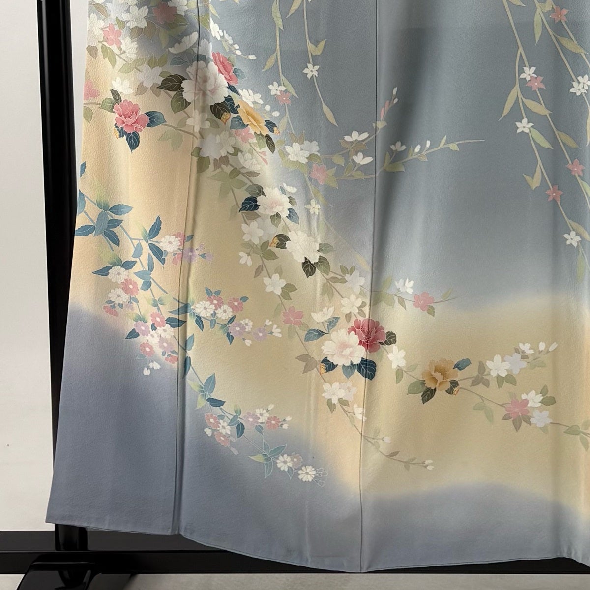 訪問着 身丈156.5cm 裄丈64.5cm M 袷 枝垂れ桜 牡丹 染め分け ぼかし
