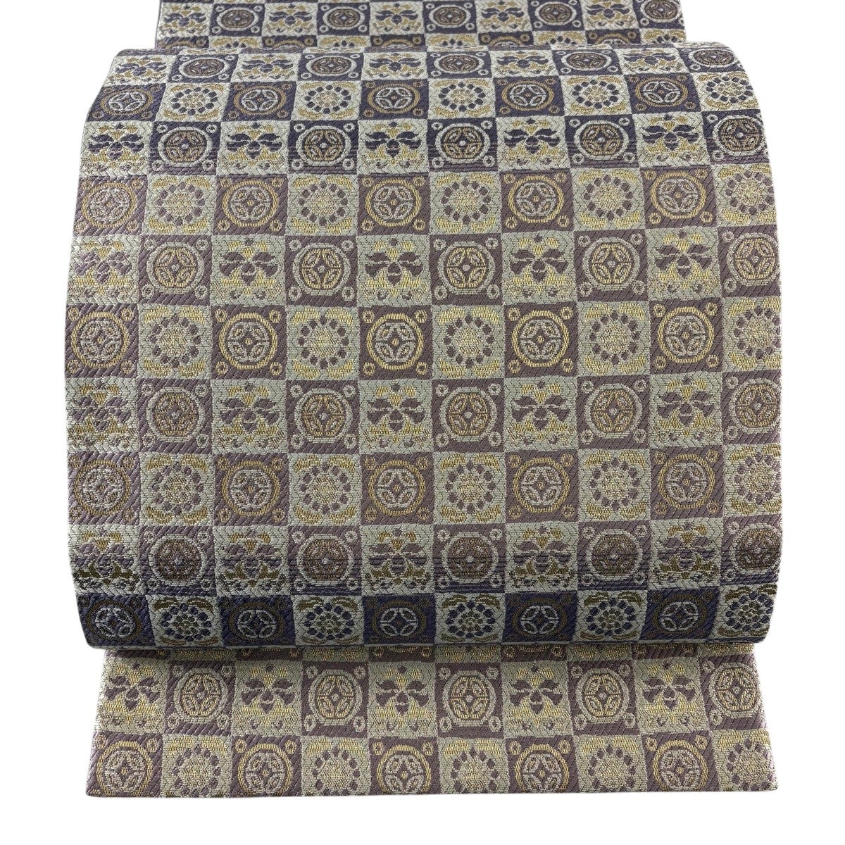 六通］ 袋帯 中古品 440cm O-249 美品】 袋帯 名品 証紙あり 変わり市松