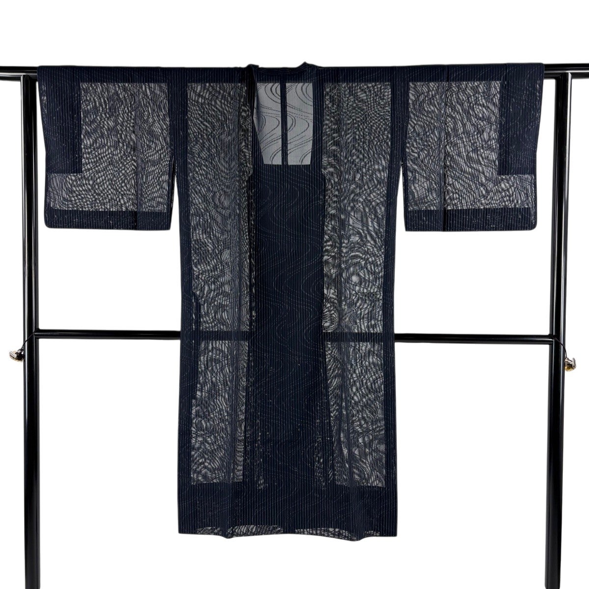 美品】 道行 身丈116cm 裄丈62.5cm S 和装コート 角衿 流水 濃紺 正絹