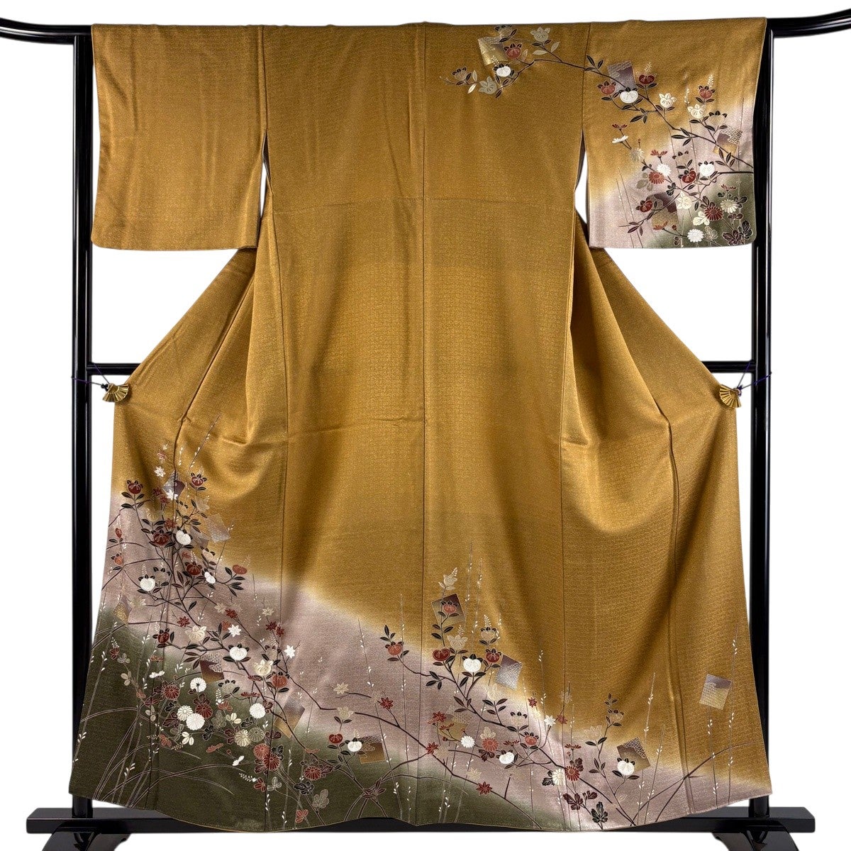 訪問着フルセット スワトウ　吉祥文様　金彩　袷　身丈158cm 裄丈63.5cm 美品】 訪問着 身丈158.5cm 裄丈63.5cm S 袷 落款あり 風景 建物 刺繍