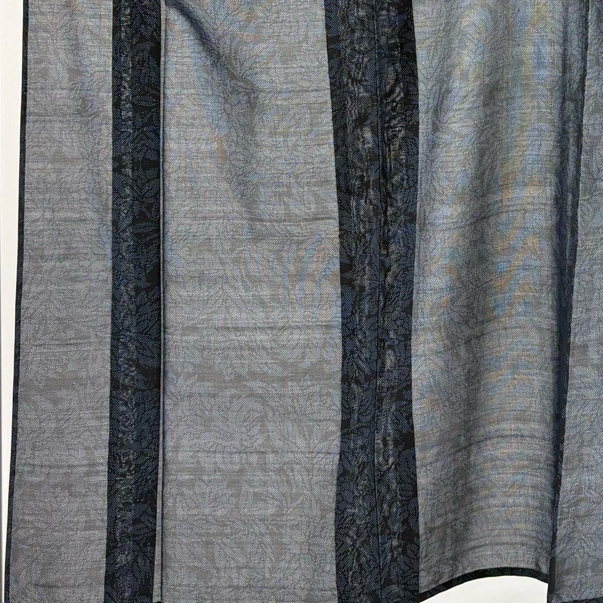 美品】 紬 身丈154.5cm 裄丈62.5cm S 薄物 夏紬 草花 濃紺 正絹 秀品