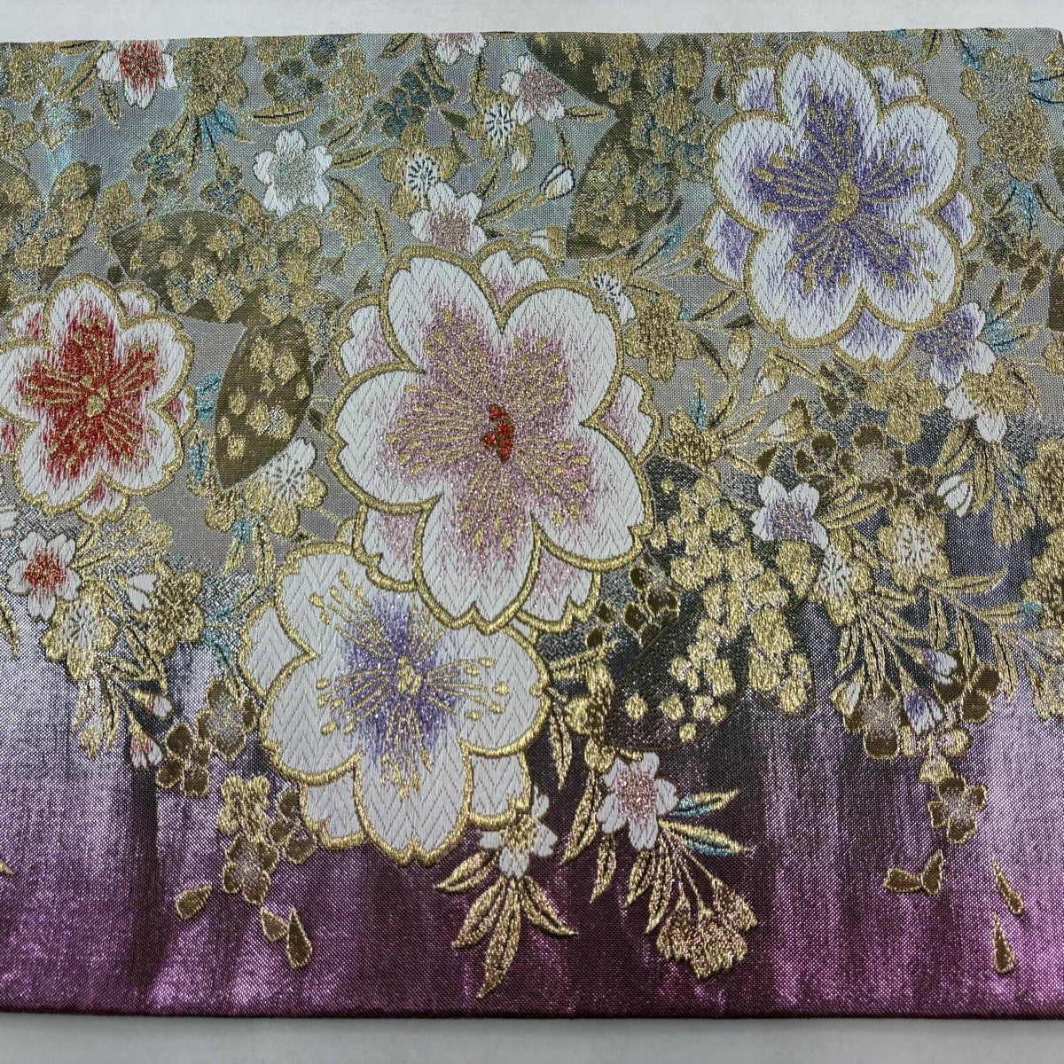 美品】 袋帯 秀品 桜 蝶 唐織 金糸 ピンク 六通 正絹｜中古・古着