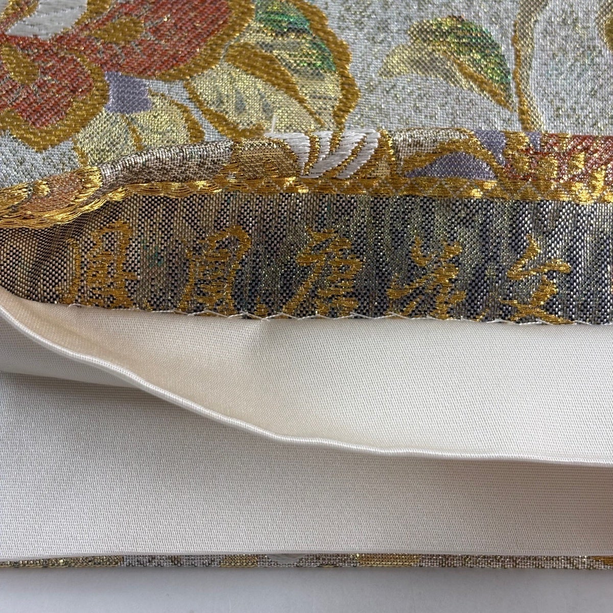 美品】 袋帯 秀品 鳳凰唐花文 金糸 箔 銀色 六通 正絹｜中古・古着