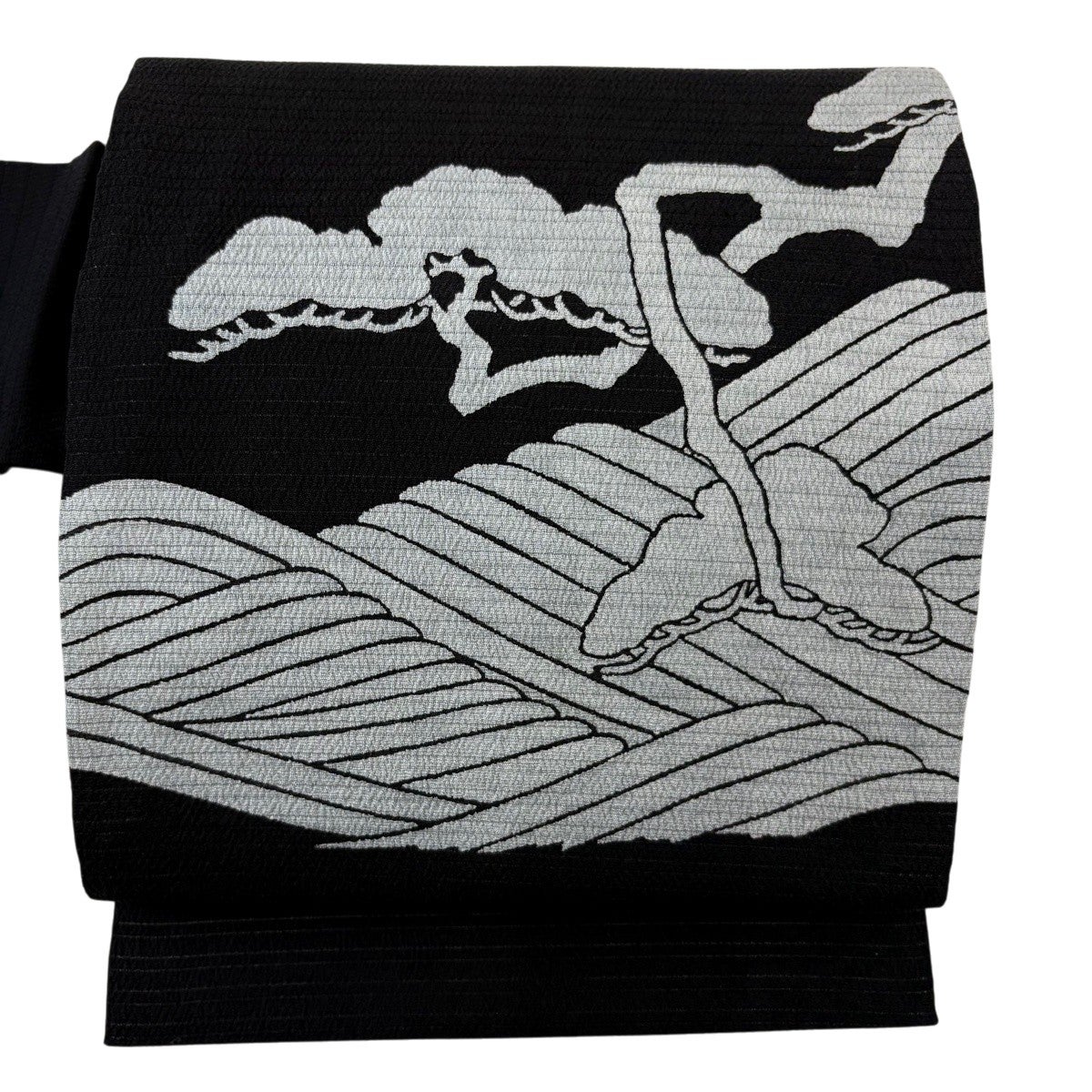美品】 名古屋帯 秀品 夏帯 絽 松 波 黒 正絹｜中古・古着・リサイクル