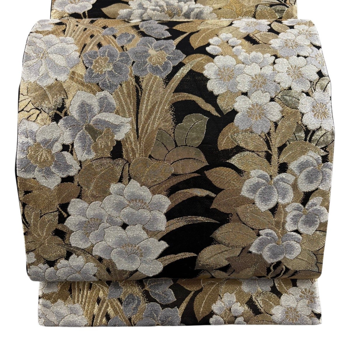 美品】 袋帯 秀品 桜 花びら 金銀糸 箔 金色 六通 正絹｜中古・古着