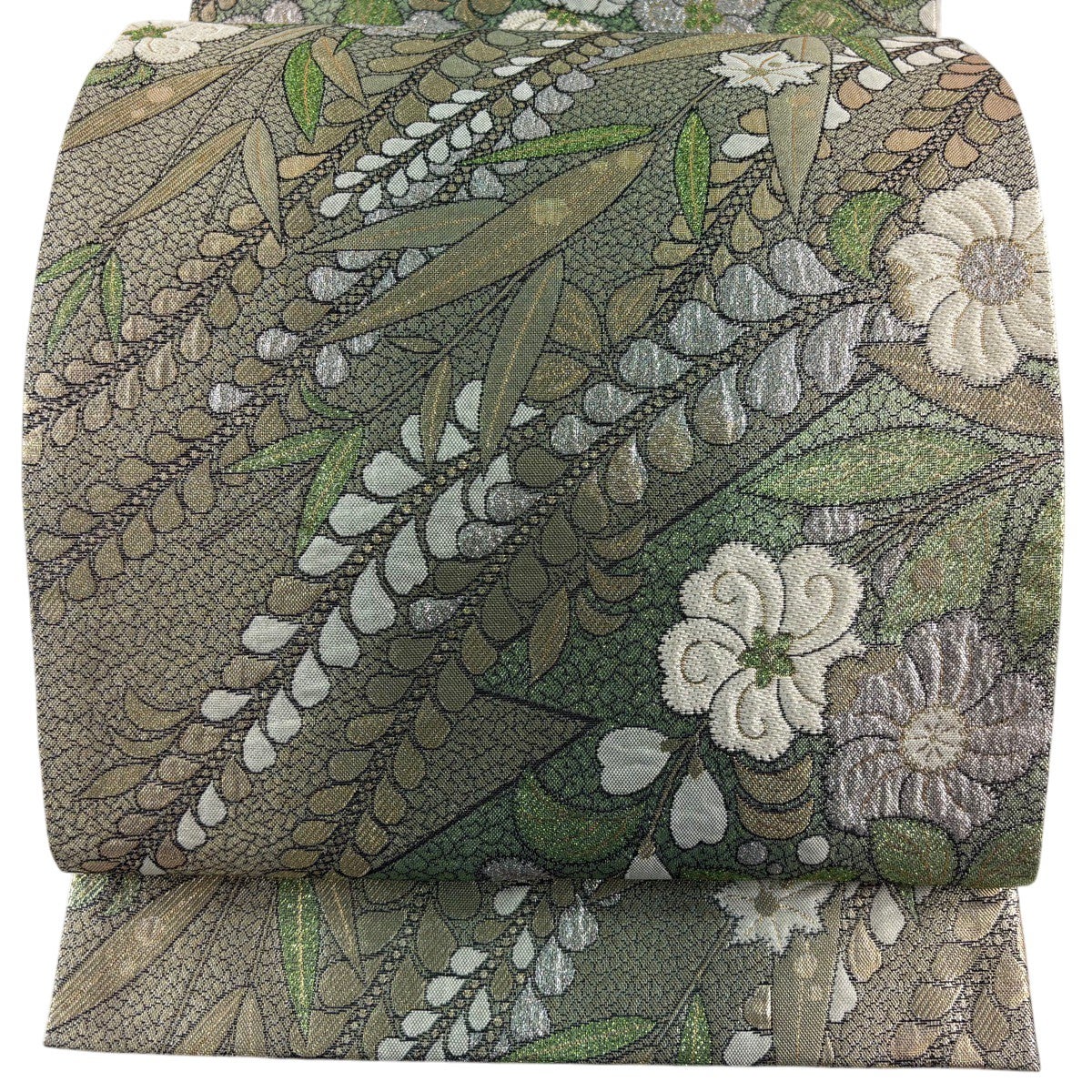 袋帯 秀品 辻が花 箔 金糸 緑 六通 正絹｜中古・古着・リサイクル着物
