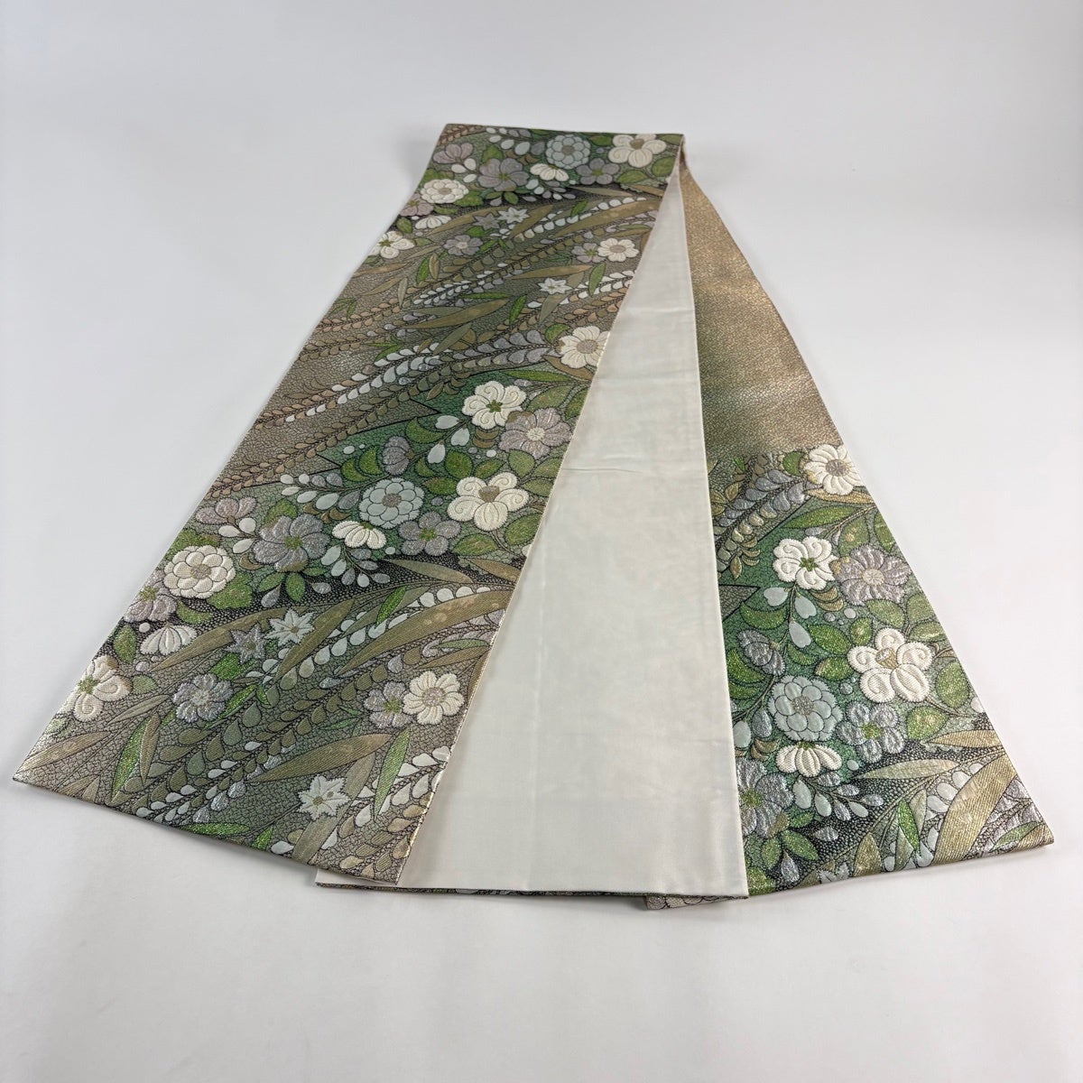 袋帯 秀品 辻が花 箔 金糸 緑 六通 正絹｜中古・古着・リサイクル着物