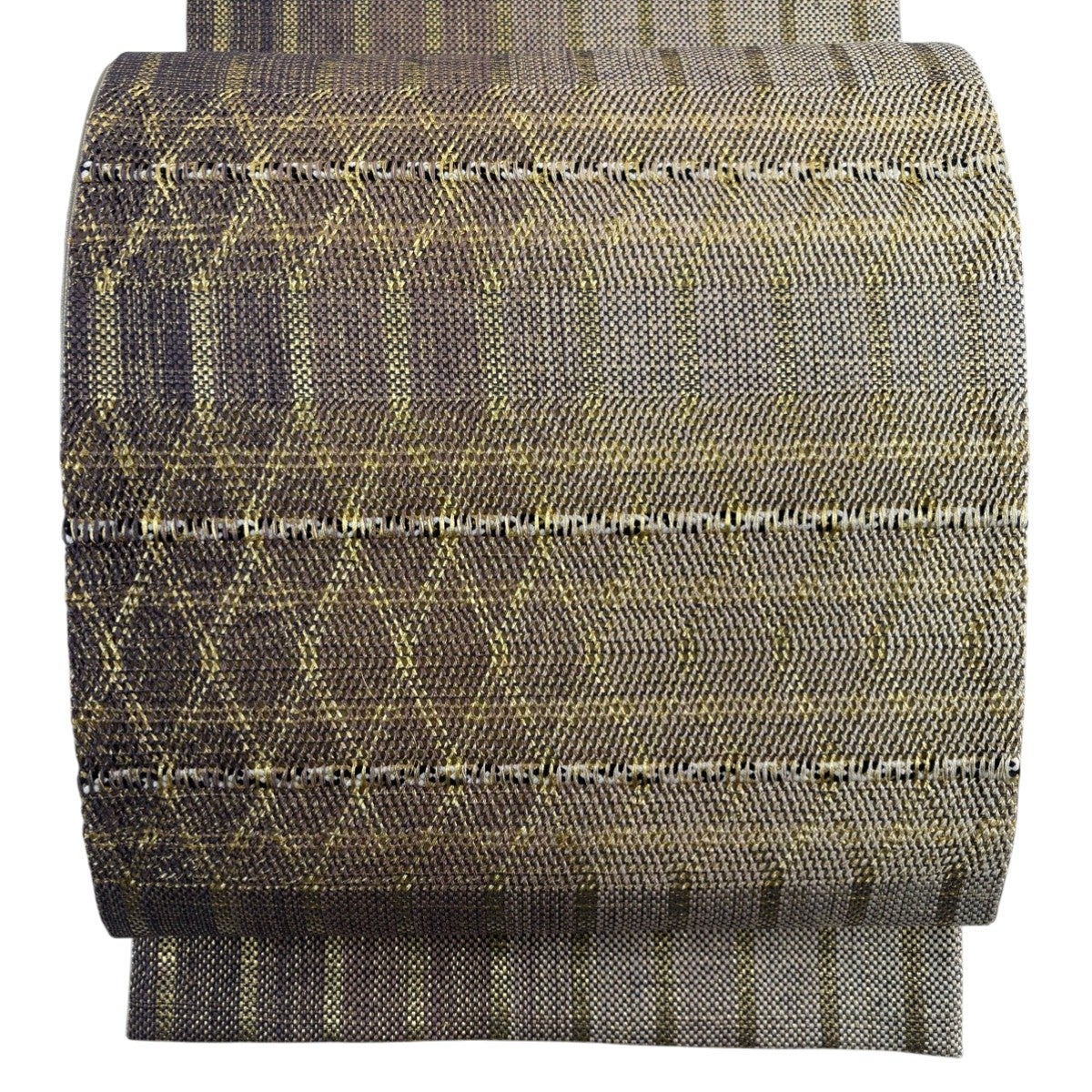 美品】 袋帯 秀品 市松 金糸 薄茶色 全通 正絹｜中古・古着