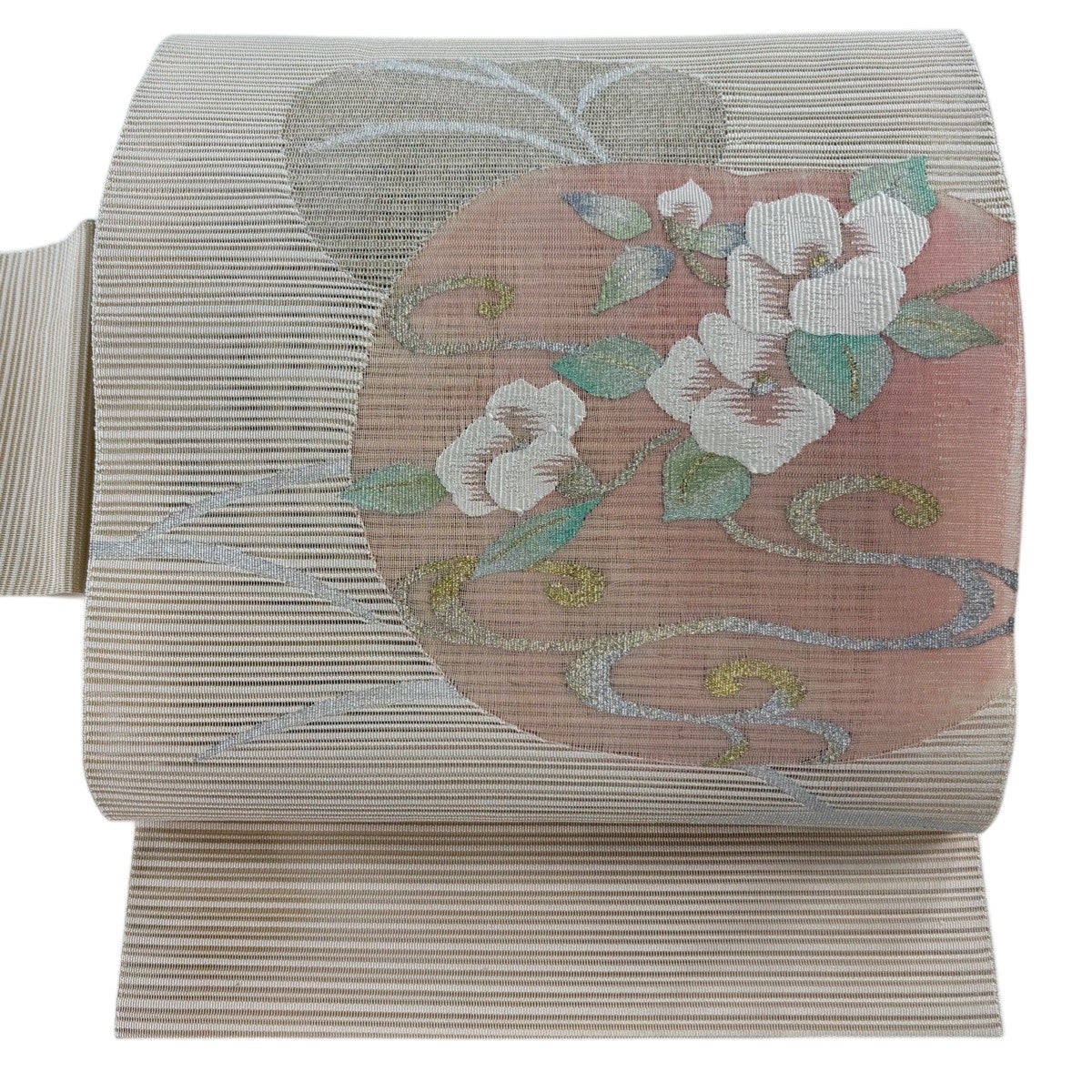 名古屋帯 秀品 夏帯 扇面 童 金銀糸 薄緑 正絹｜中古・古着