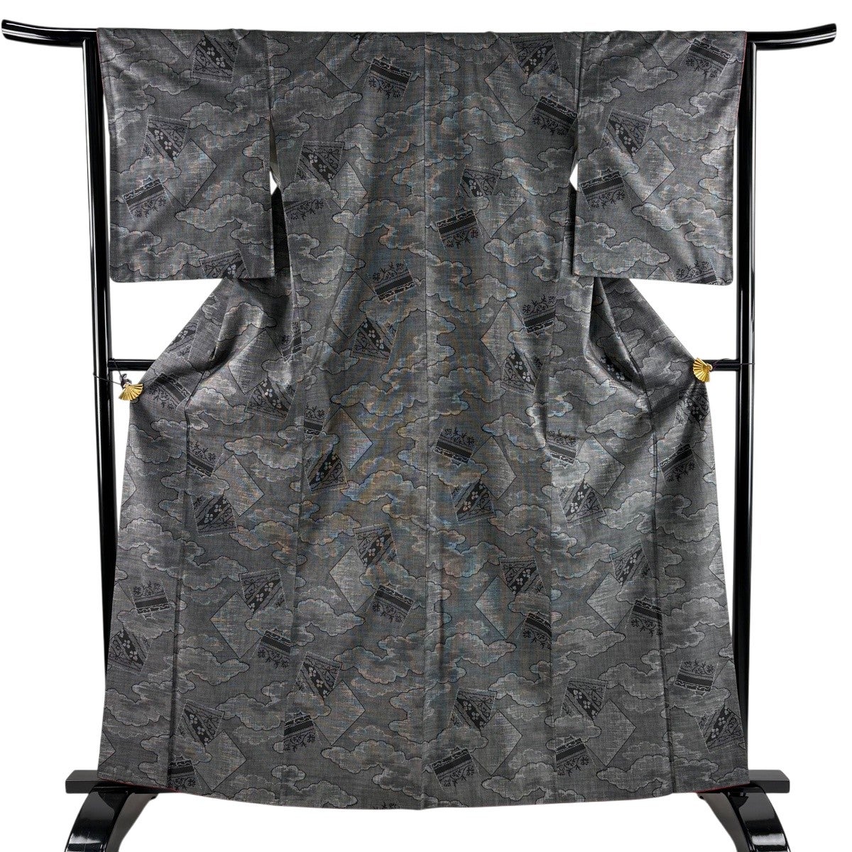 美品】 紬 身丈166cm 裄丈66cm M 単衣 縦縞模様 薄茶色 正絹 名品