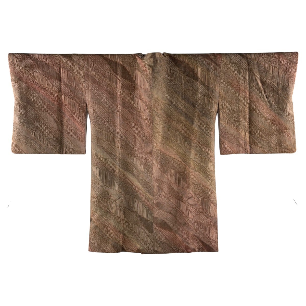 美品】 道行 身丈93cm 裄丈66.5cm M 和装コート 角衿 幾何学 茶色 正絹