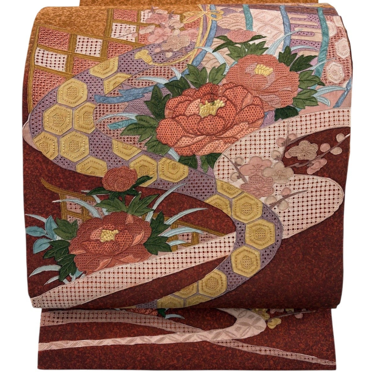 袋帯 名品 お太鼓柄 正絹 【】 美品】 袋帯 名品 鳳凰 草花 螺鈿