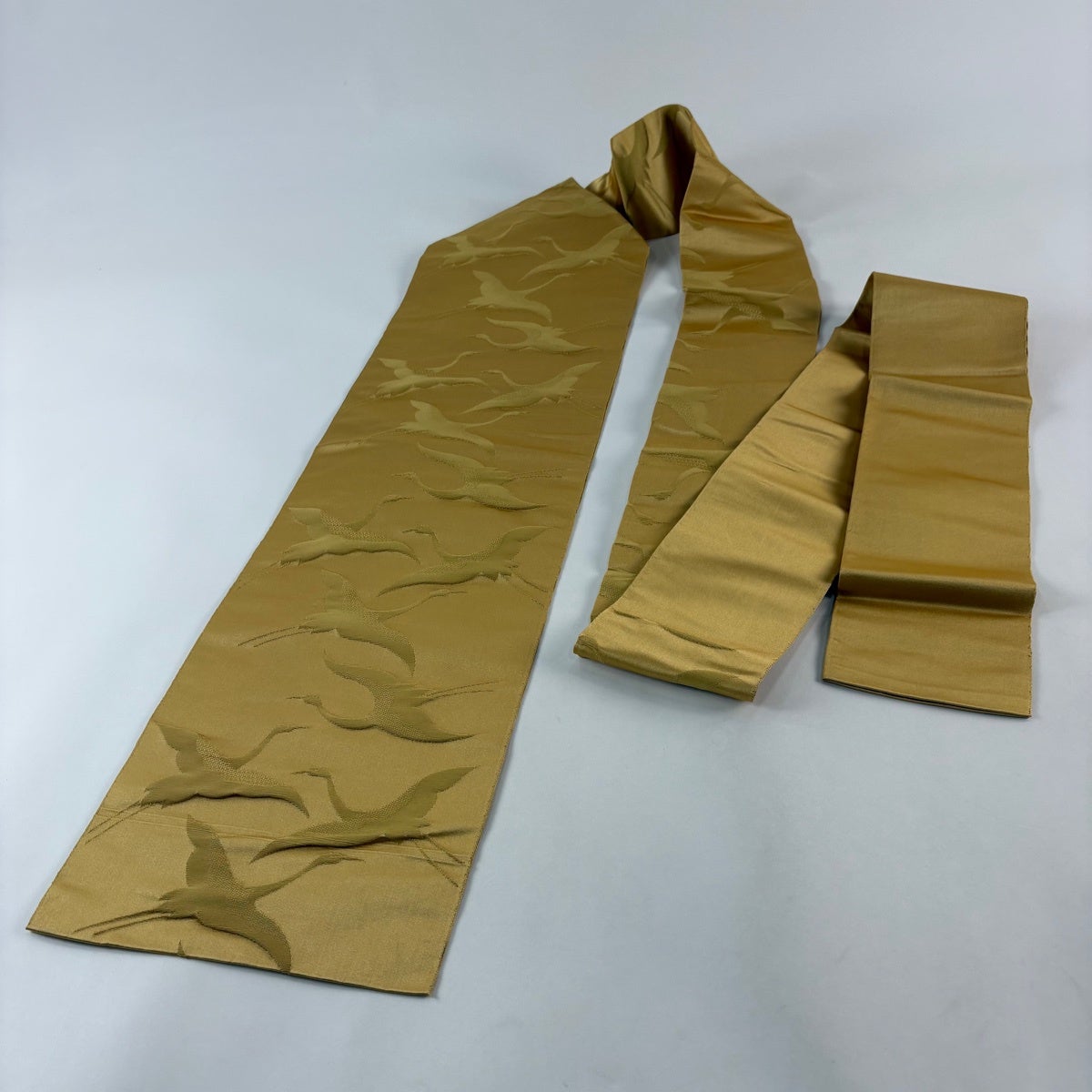 美品】 名古屋帯 優品 八寸名古屋帯 鳥 黄色 正絹｜中古・古着