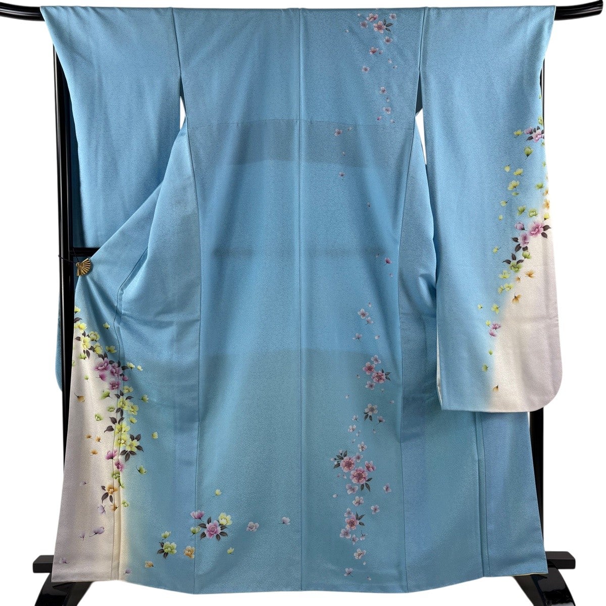 振袖 身丈166.5cm 裄丈70cm L 袷 桜 ぼかし 水色 正絹 名品｜中古