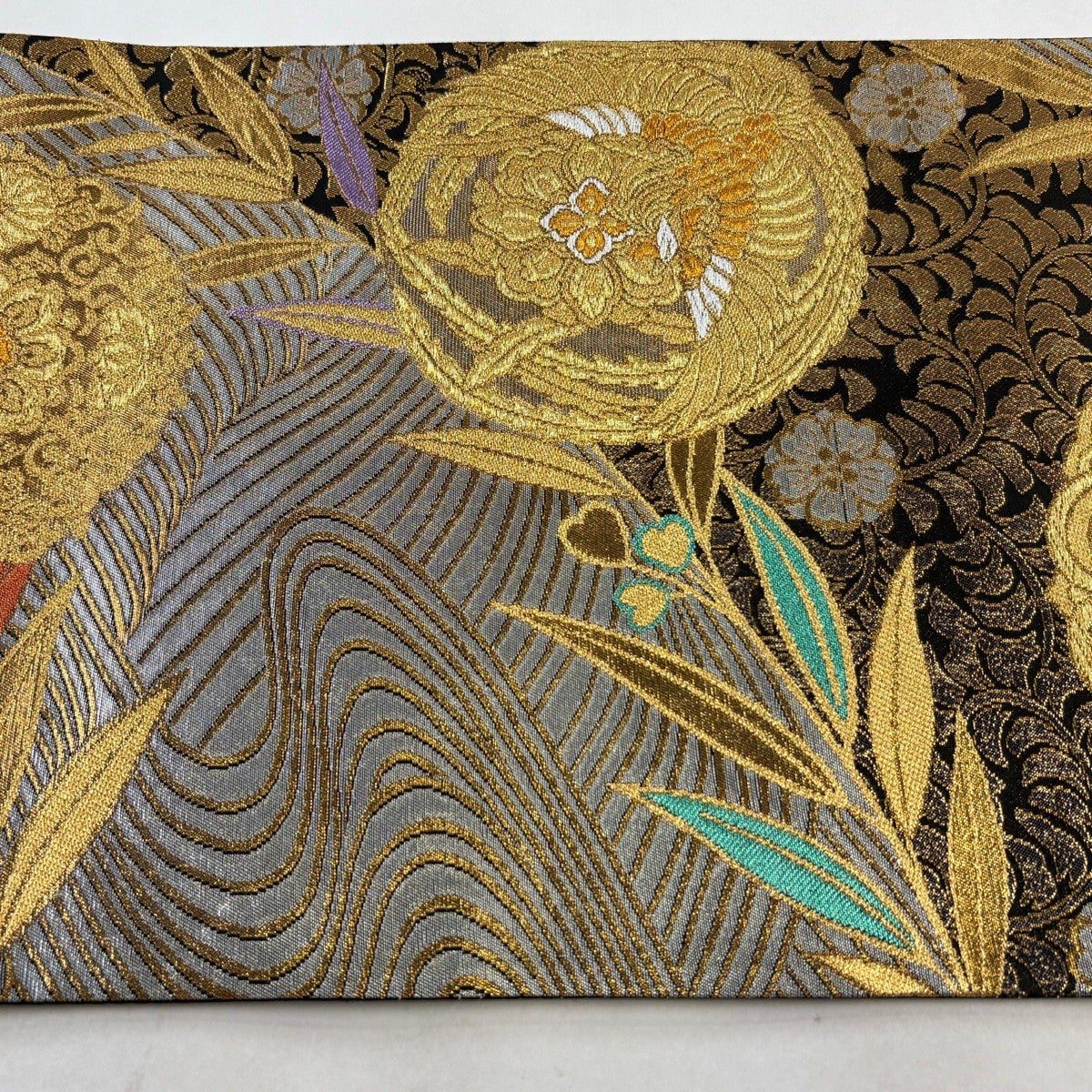 美品】 袋帯 秀品 華文 鳥丸文 金糸 箔 金色 六通 正絹｜中古・古着