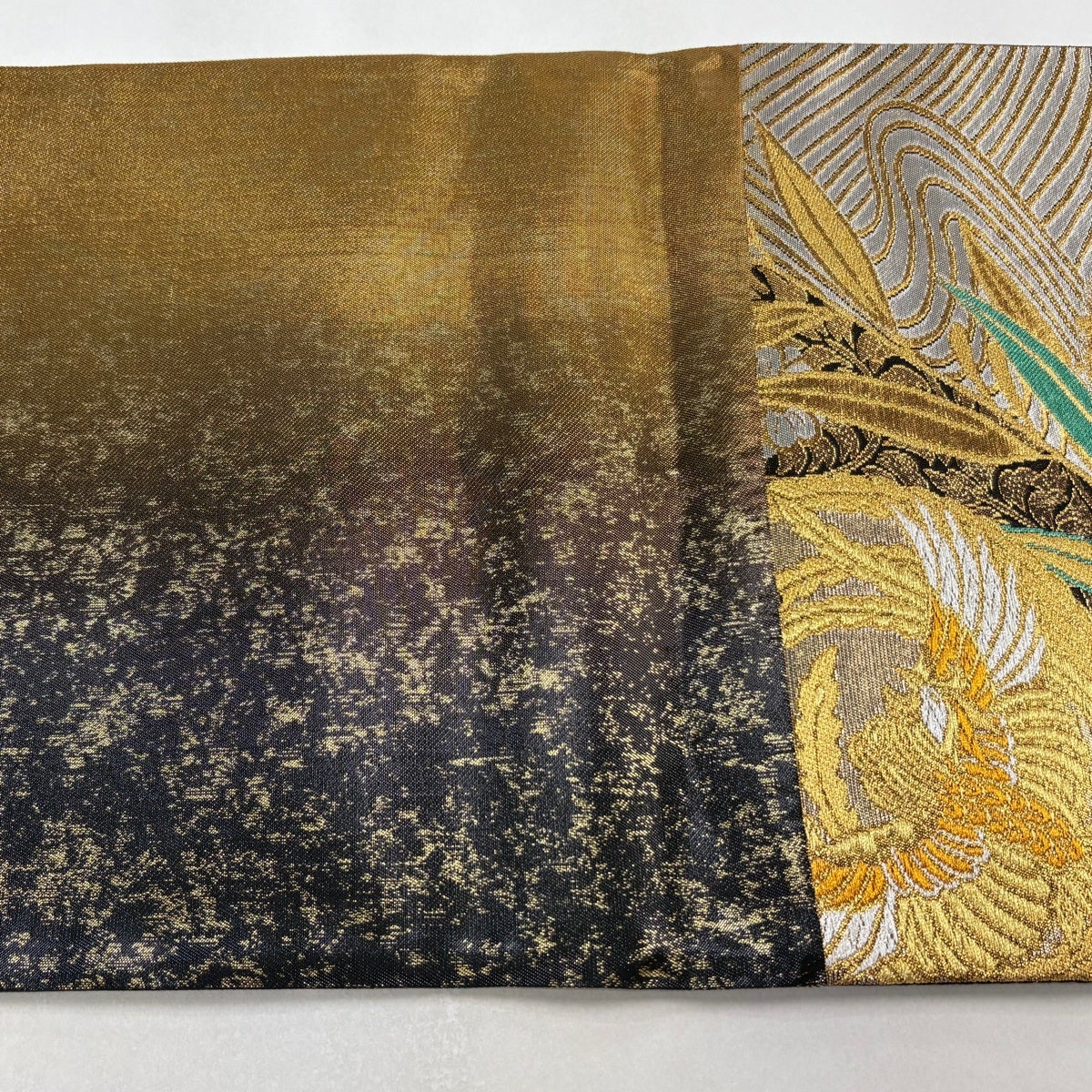 美品】 袋帯 秀品 華文 鳥丸文 金糸 箔 金色 六通 正絹｜中古・古着