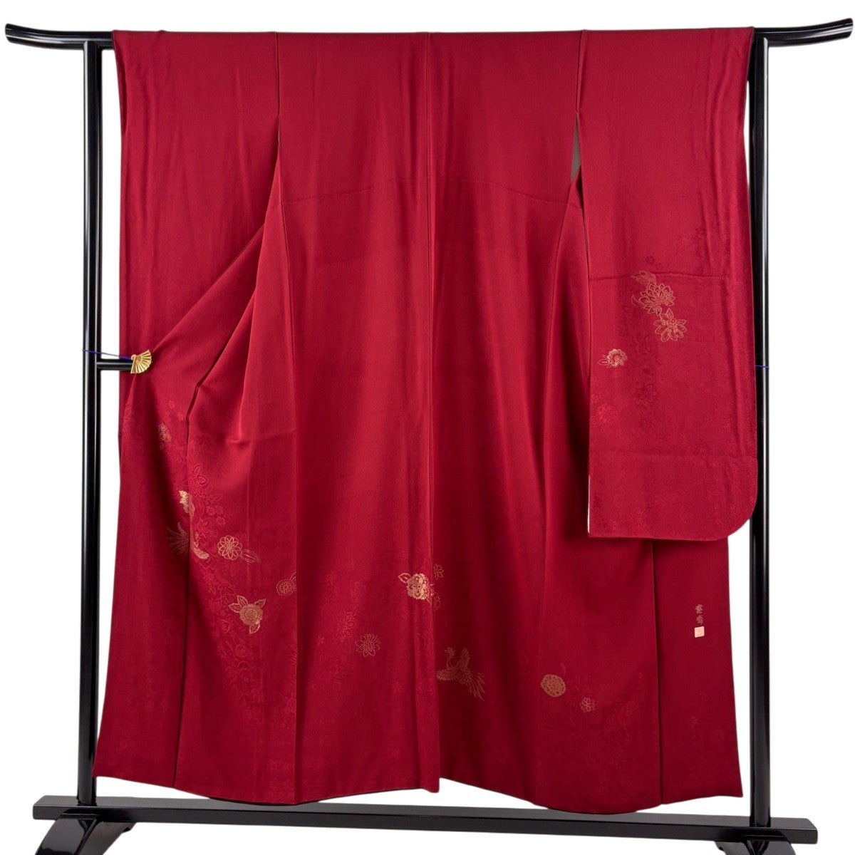 美品】 振袖 身丈153cm 裄丈62cm S 袷 山本寛斎 落款あり 鳳凰 草花
