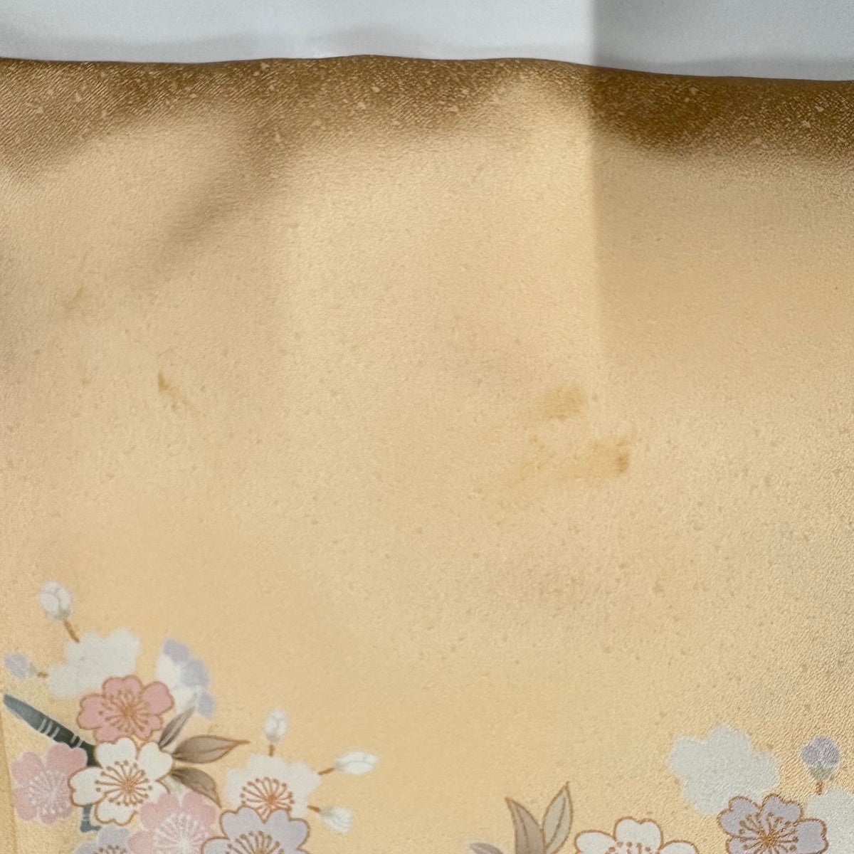 訪問着 身丈173cm 裄丈68cm L 袷 菊 草花 金糸 金彩 薄オレンジ 正絹