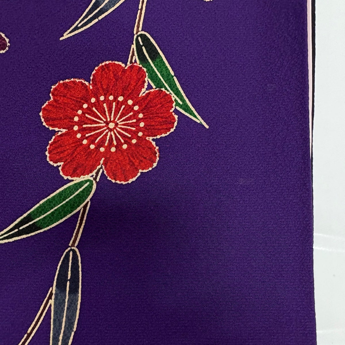 美品】 振袖 身丈162.5cm 裄丈68cm L 袷 草花 鳥 染め分け ぼかし 紫