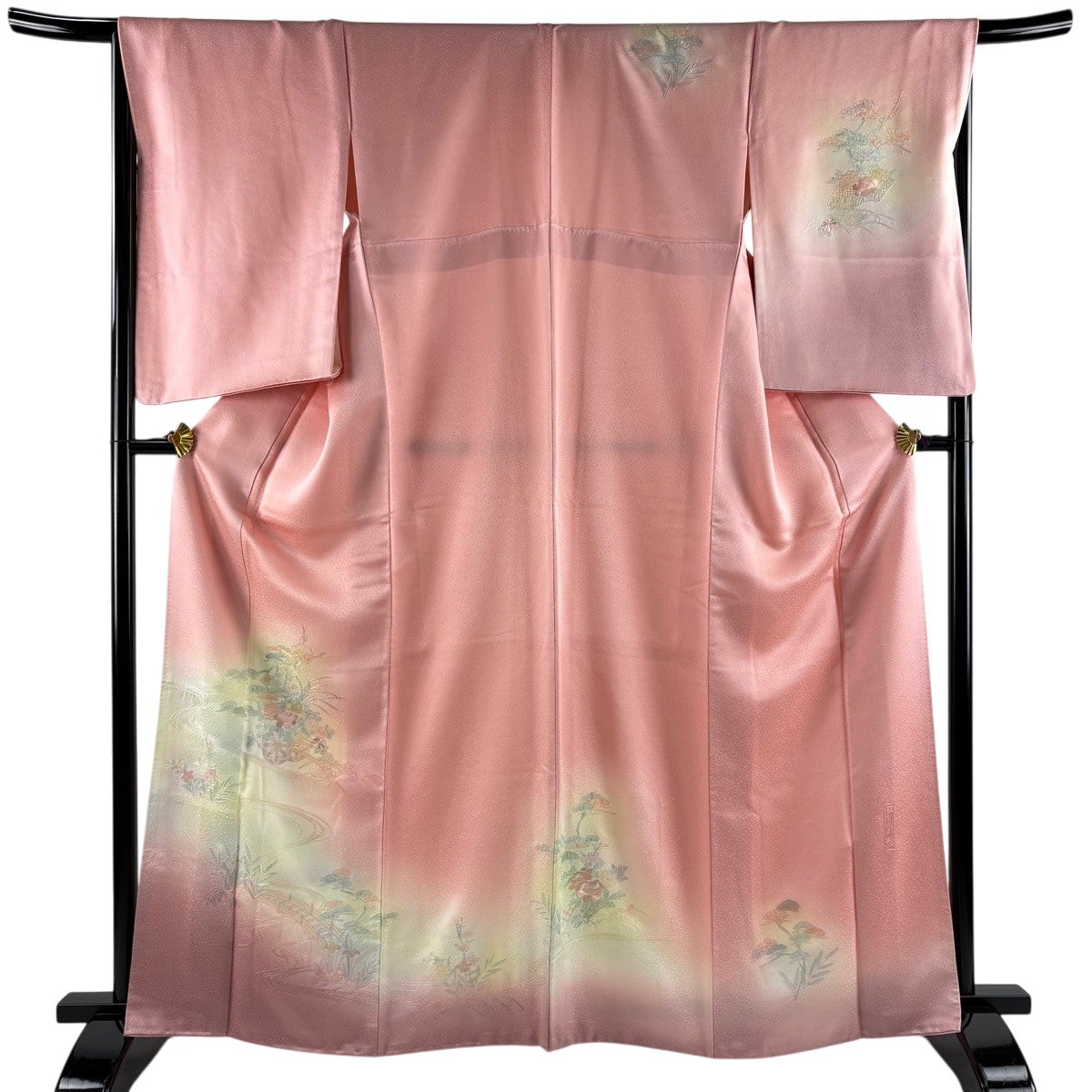 美品】 訪問着 身丈163cm 裄丈67cm M 袷 花車 草花 蘇州汕頭 ぼかし
