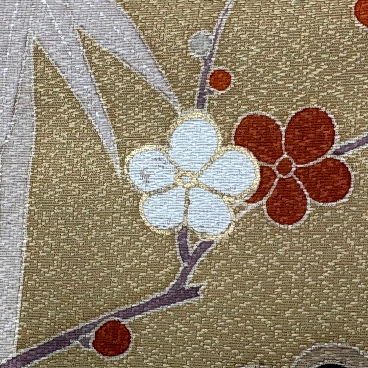 訪問着 身丈160cm 裄丈64.5cm M 袷 松竹梅 金糸 金彩 薄茶色 正絹 秀品