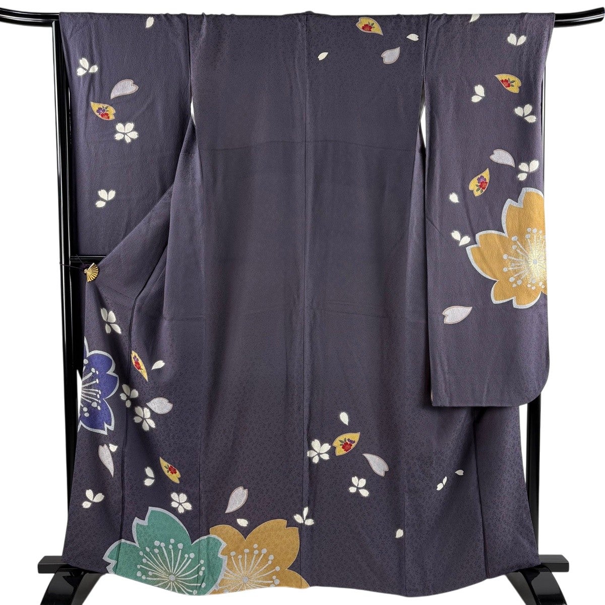 振袖 身丈163cm 裄丈68cm L 袷 桜 花びら 金彩 薄紫 正絹 秀品｜中古