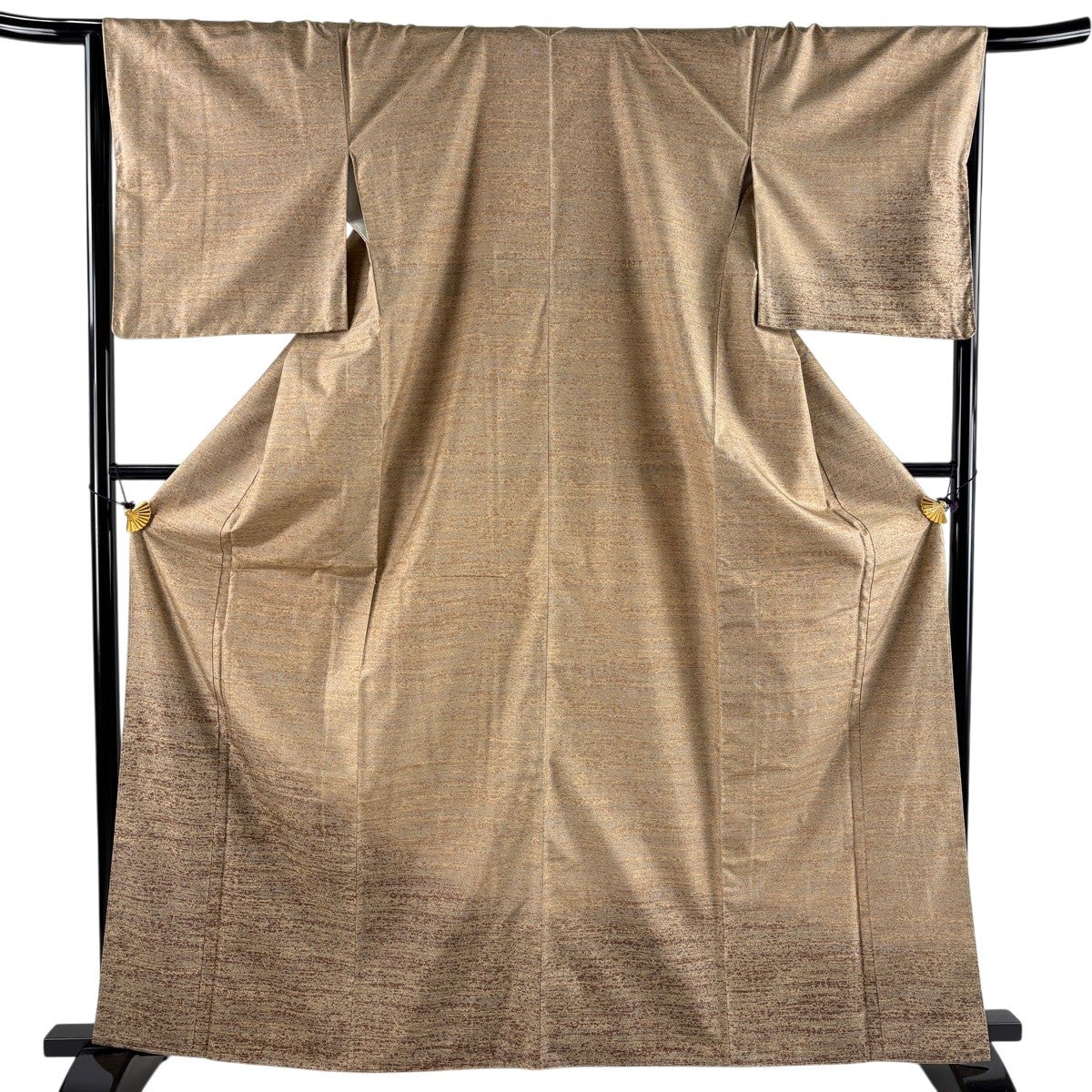 美品】 付下げ 身丈163.5cm 裄丈66.5cm M 袷 やまと 霞 銀通し 薄茶色
