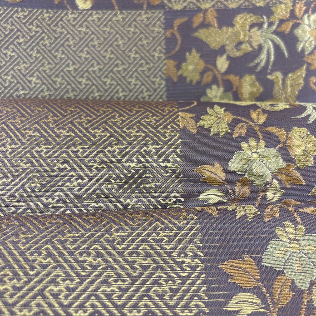袋帯 秀品 夏帯 絽 花唐草 鳥 金糸 箔 紫 六通 正絹｜中古・古着
