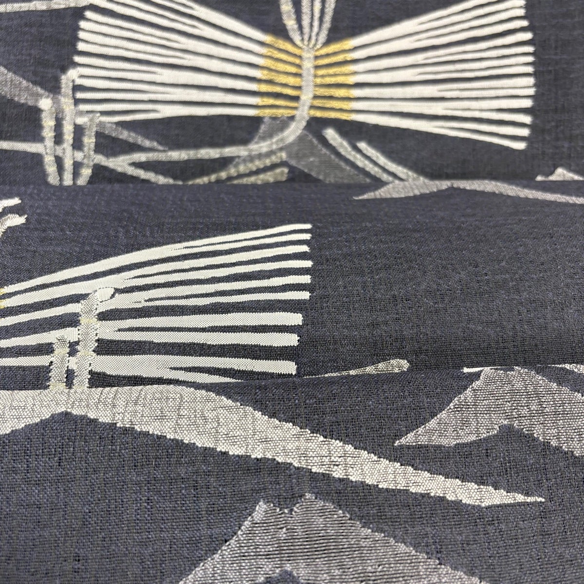美品】 袋帯 秀品 夏帯 幾何学 金糸 紺色 六通 正絹｜中古・古着