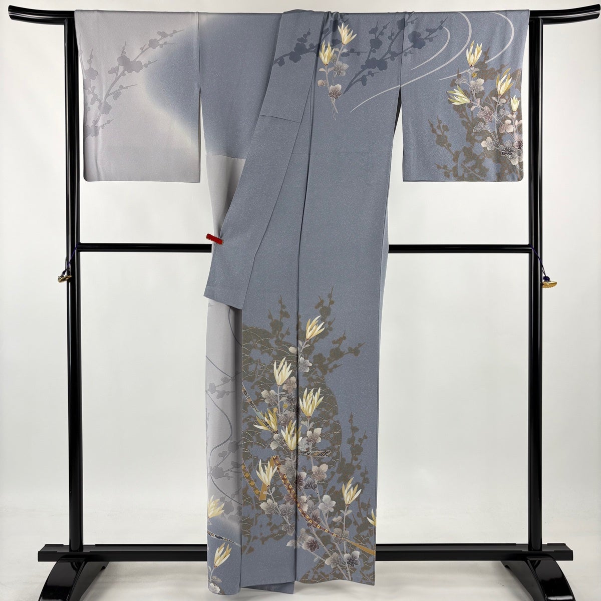 訪問着 身丈160cm 裄丈67cm M 単衣 落款あり 菊 蔓帯 ぼかし 染め分け
