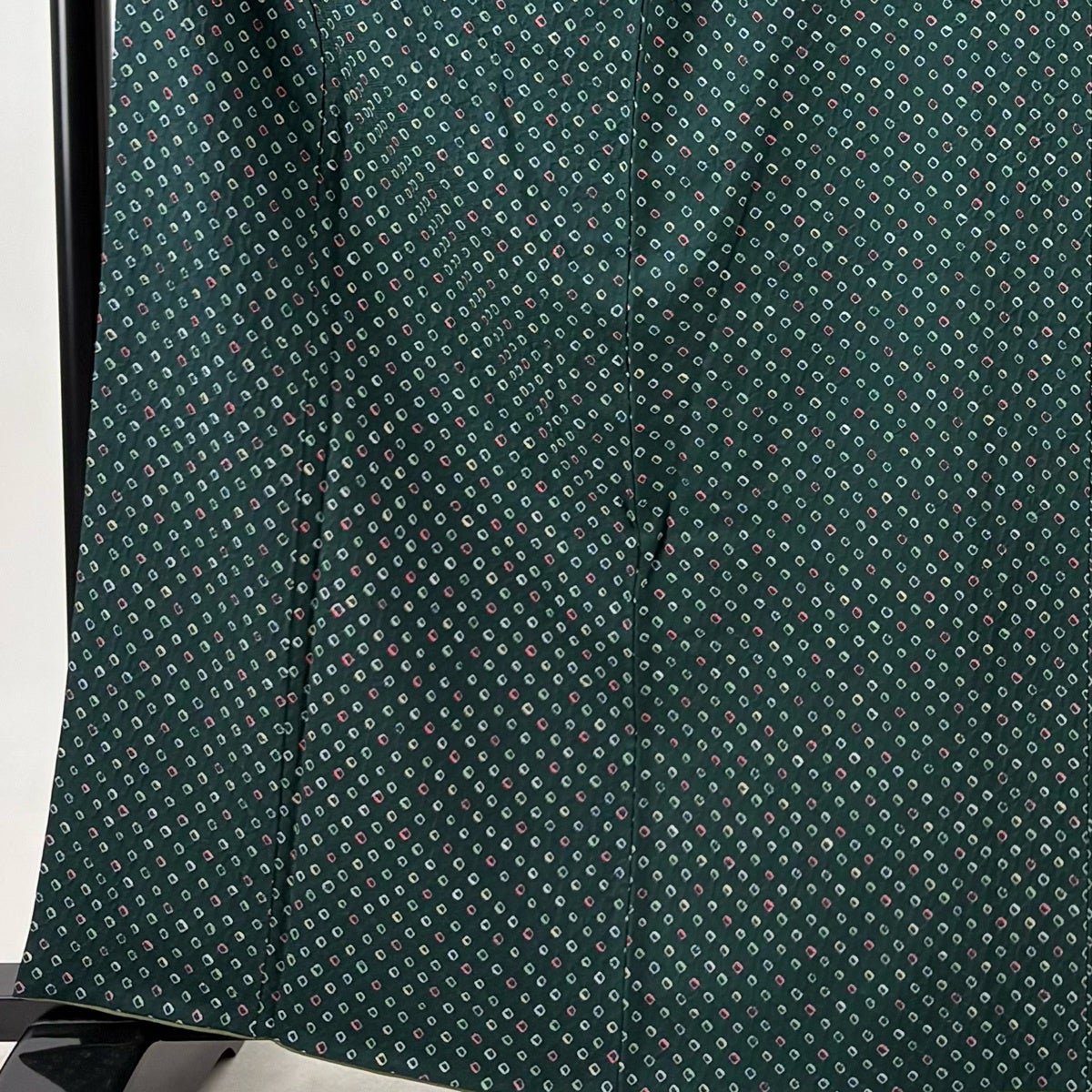 美品】 小紋 身丈163.5cm 裄丈65cm M 袷 名古屋帯セット 絞り 深緑