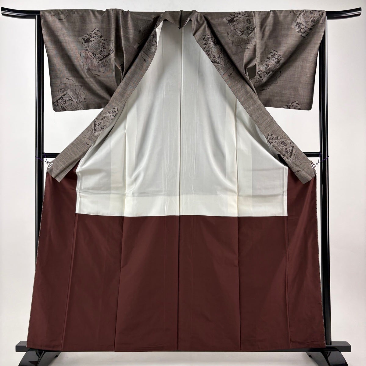 美品】 大島紬 身丈162cm 裄丈65cm M 袷 名古屋帯セット 証紙あり 草花