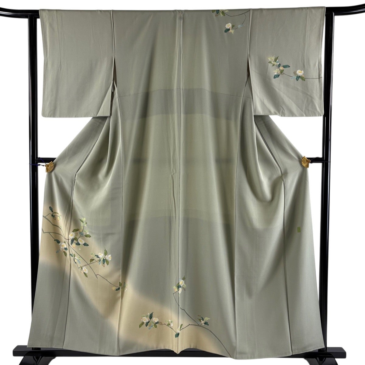【美品】 訪問着 身丈159cm 裄丈64cm 正絹 秀品 【中古】 訪問着 身丈159cm 裄丈64cm M 袷 紬地 辻が花柄 刺繍 灰色 正絹 秀品