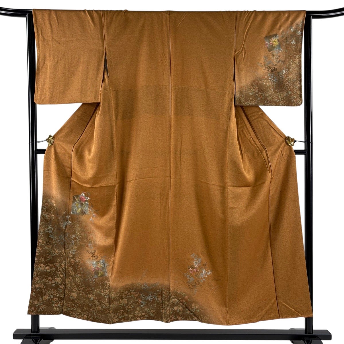 名古屋帯 逸品 タツノオトシゴ 金銀彩 山吹茶色 正絹｜中古・古着