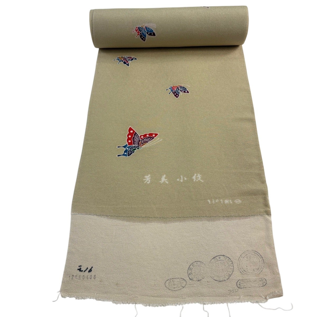 反物 名品 小紋 草花 霞 縮緬 紅型 紺色 正絹｜中古・古着・リサイクル