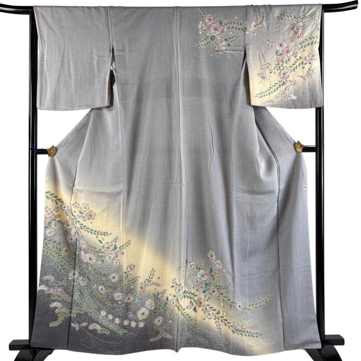 ★専用★未使用品 訪問着 辻が花 身丈171cm 裄丈71cm トールサイズ正絹 訪問着 身丈171cm 裄丈67.5cm L 袷 辻が花柄 刺繍 ぼかし 灰色 正絹