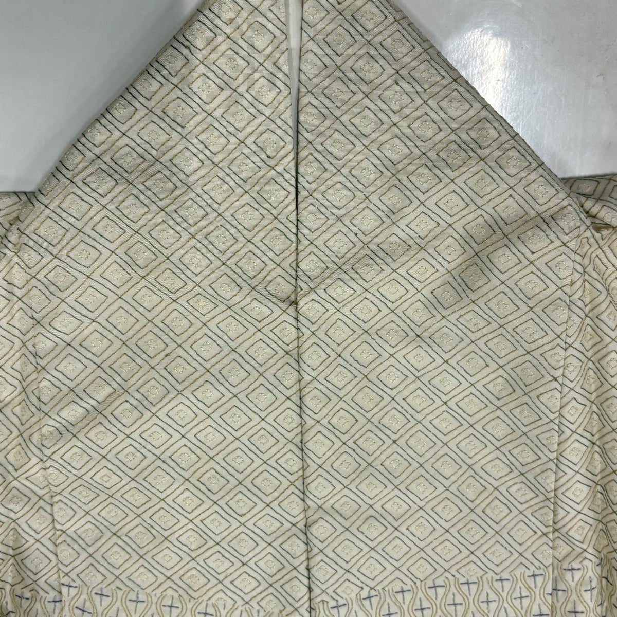 美品】 訪問着 身丈156.5cm 裄丈62.5cm S 袷 紬地 有職文様 刺繍