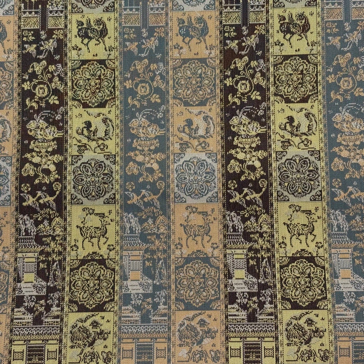 開き名古屋帯 逸品 龍村美術織物 比翼仕立て 紅牙瑞錦 金銀糸 薄黄土色