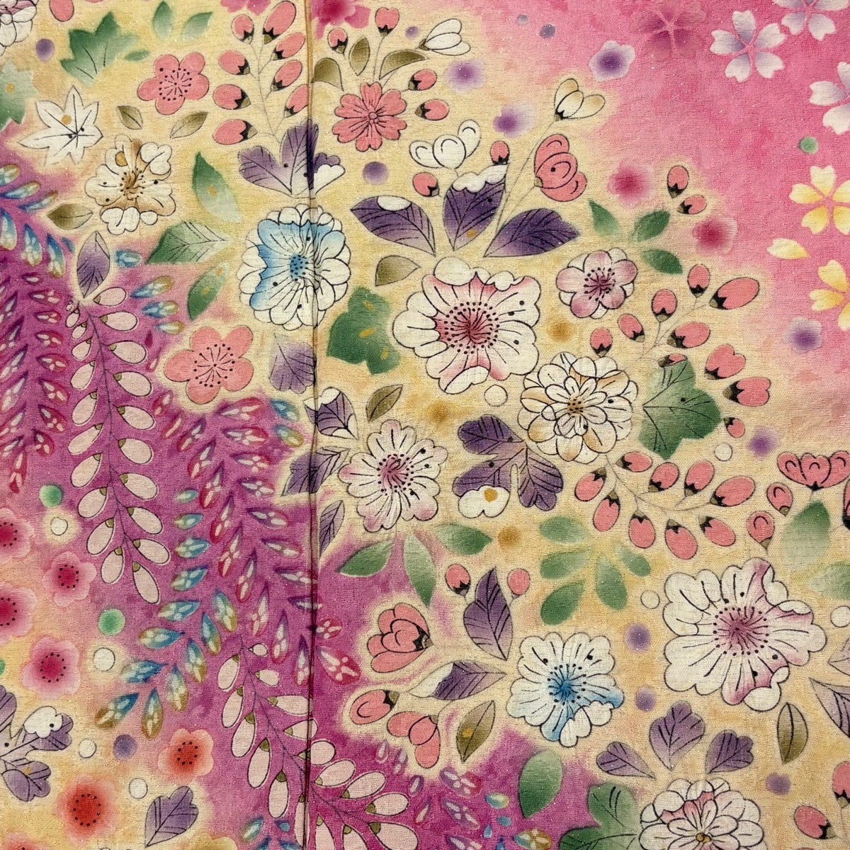 美品】 振袖 身丈167cm 裄丈71.5cm L 袷 辻が花 桜 銀通し ぼかし