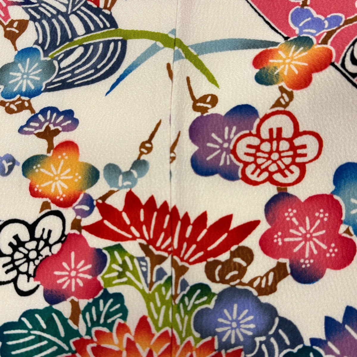 美品】 訪問着 身丈159.5cm 裄丈63cm S 袷 家屋 松竹梅 ピンク 正絹