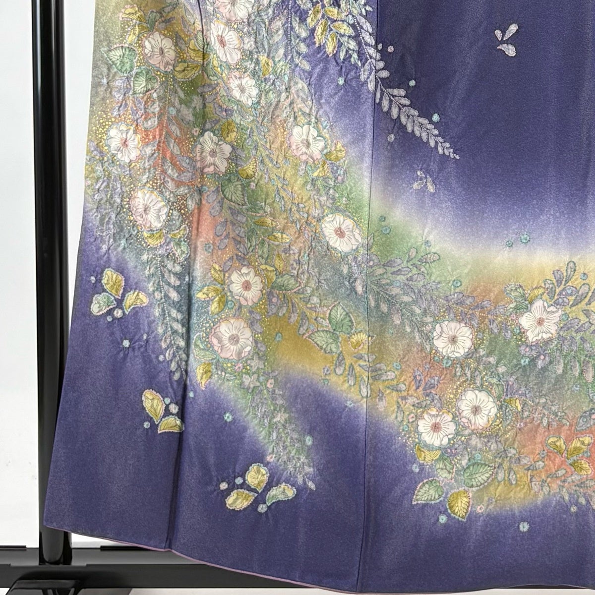 訪問着 身丈157.5cm 裄丈63cm S 袷 鈴乃屋 辻が花 金通し 金彩 紫 正絹