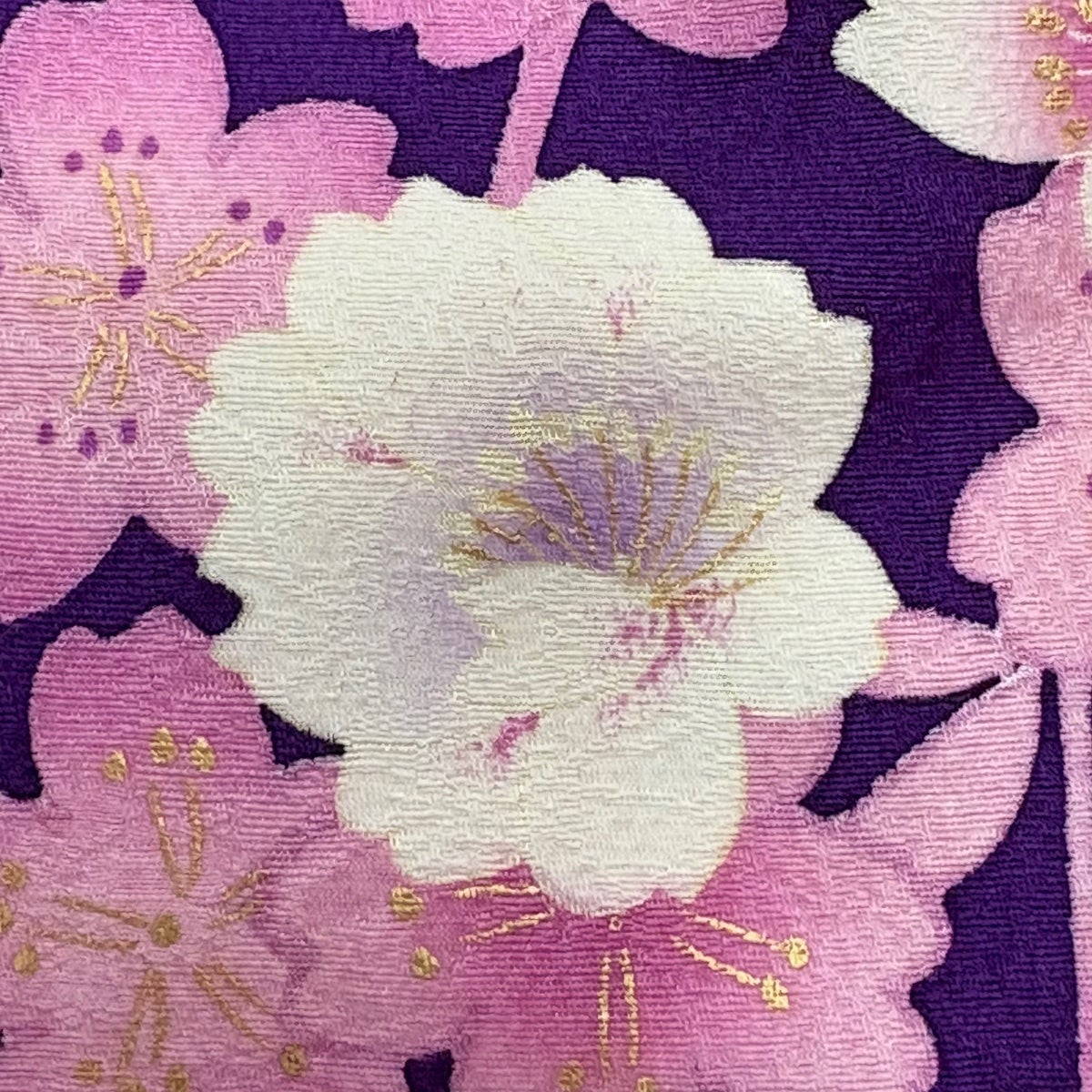 美品】 振袖 身丈165.5cm 裄丈69cm L 袷 枝垂れ桜 手鞠 箔 金彩 紫