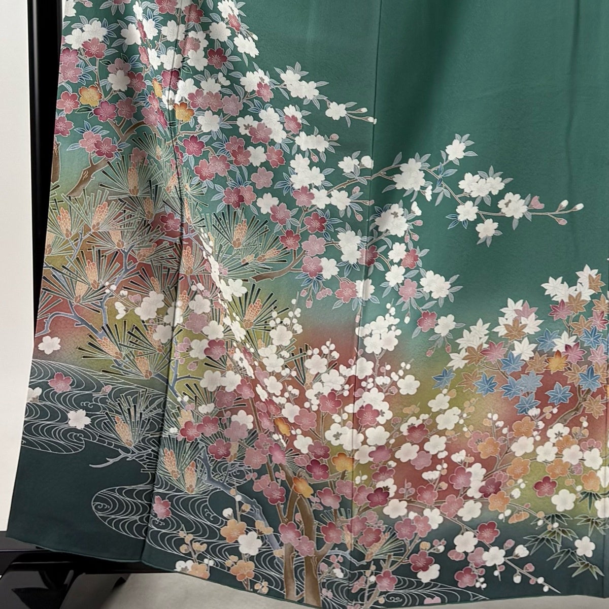 訪問着 身丈162cm 裄丈63.5cm S 袷 ますいわ屋 落款あり 桜 若松