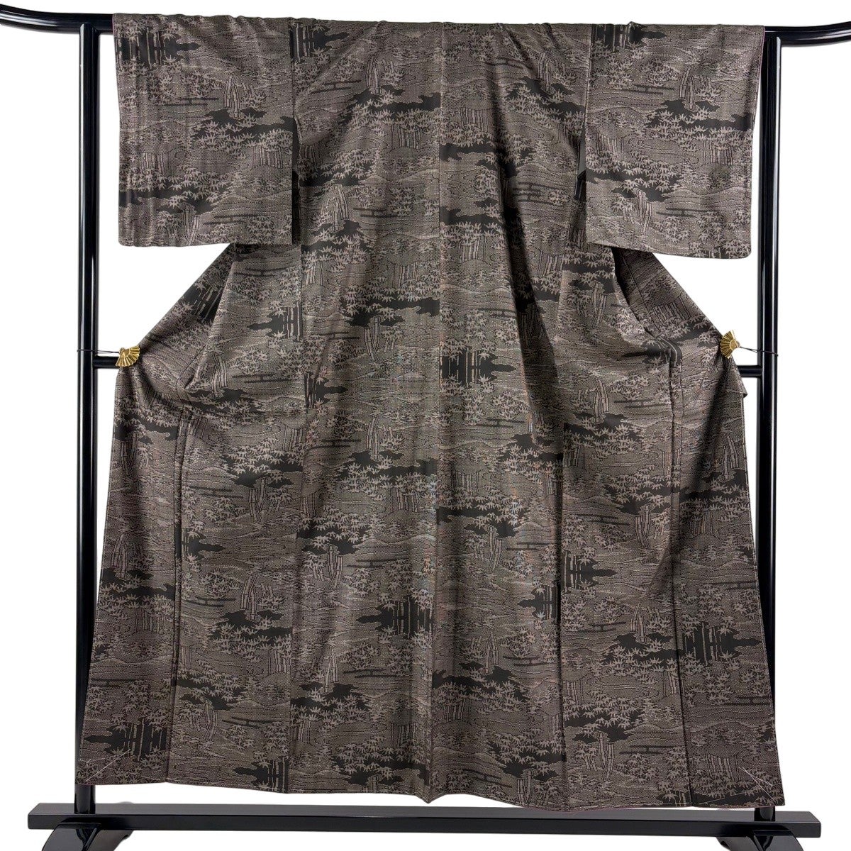 美品】 大島紬 身丈155.5cm 裄丈63.5cm S 袷 純泥染 証紙あり 竹 ヱ霞