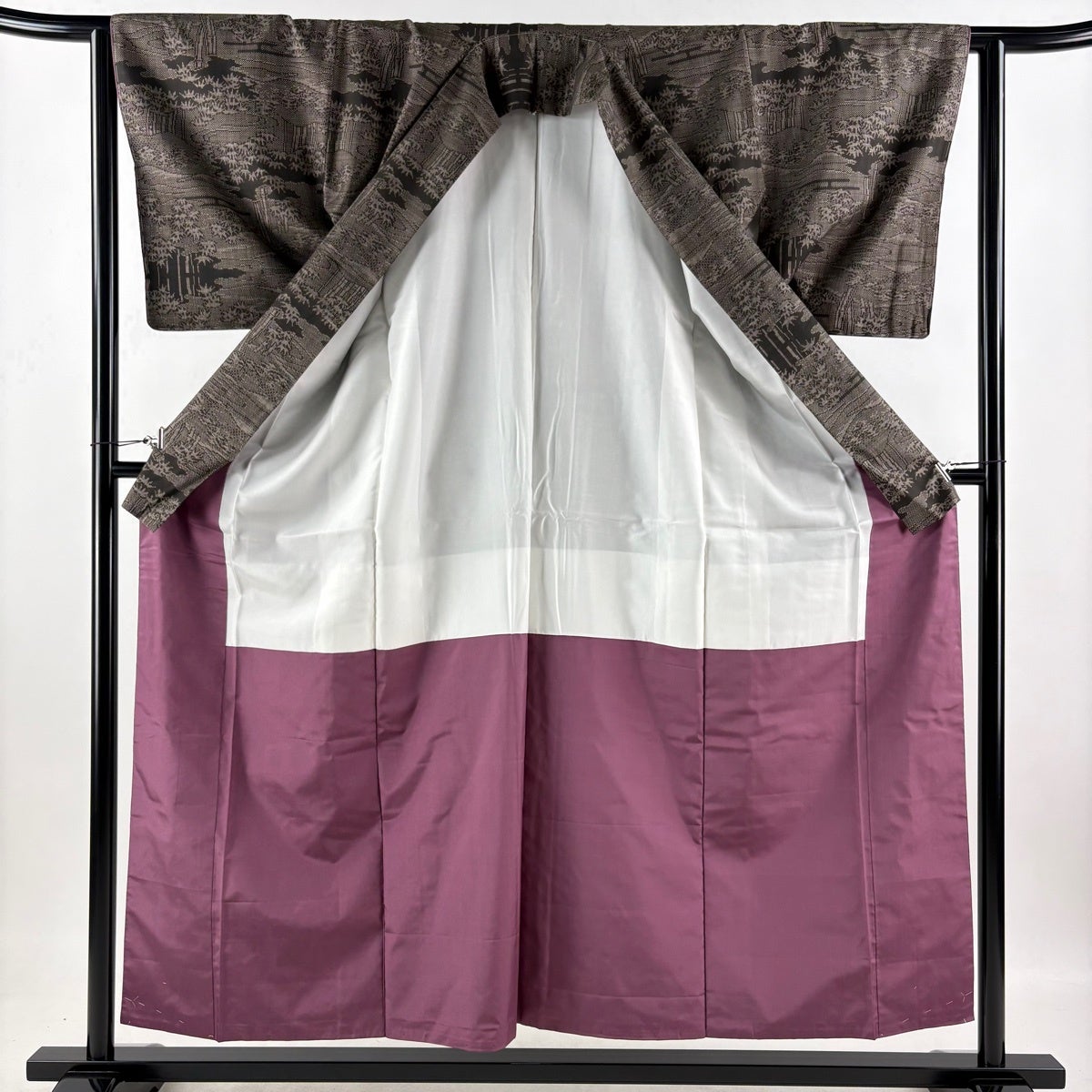 美品】 大島紬 身丈155.5cm 裄丈63.5cm S 袷 純泥染 証紙あり 竹 ヱ霞