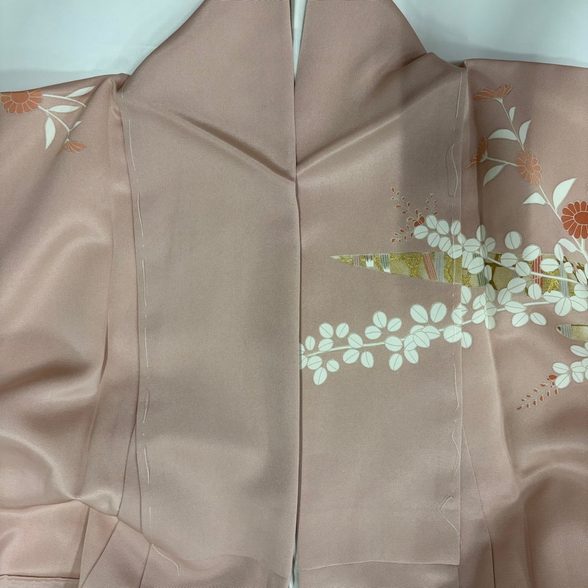 美品】 訪問着 身丈158cm 裄丈63.5cm S 袷 菊 籠目 金糸 金彩 ピンク