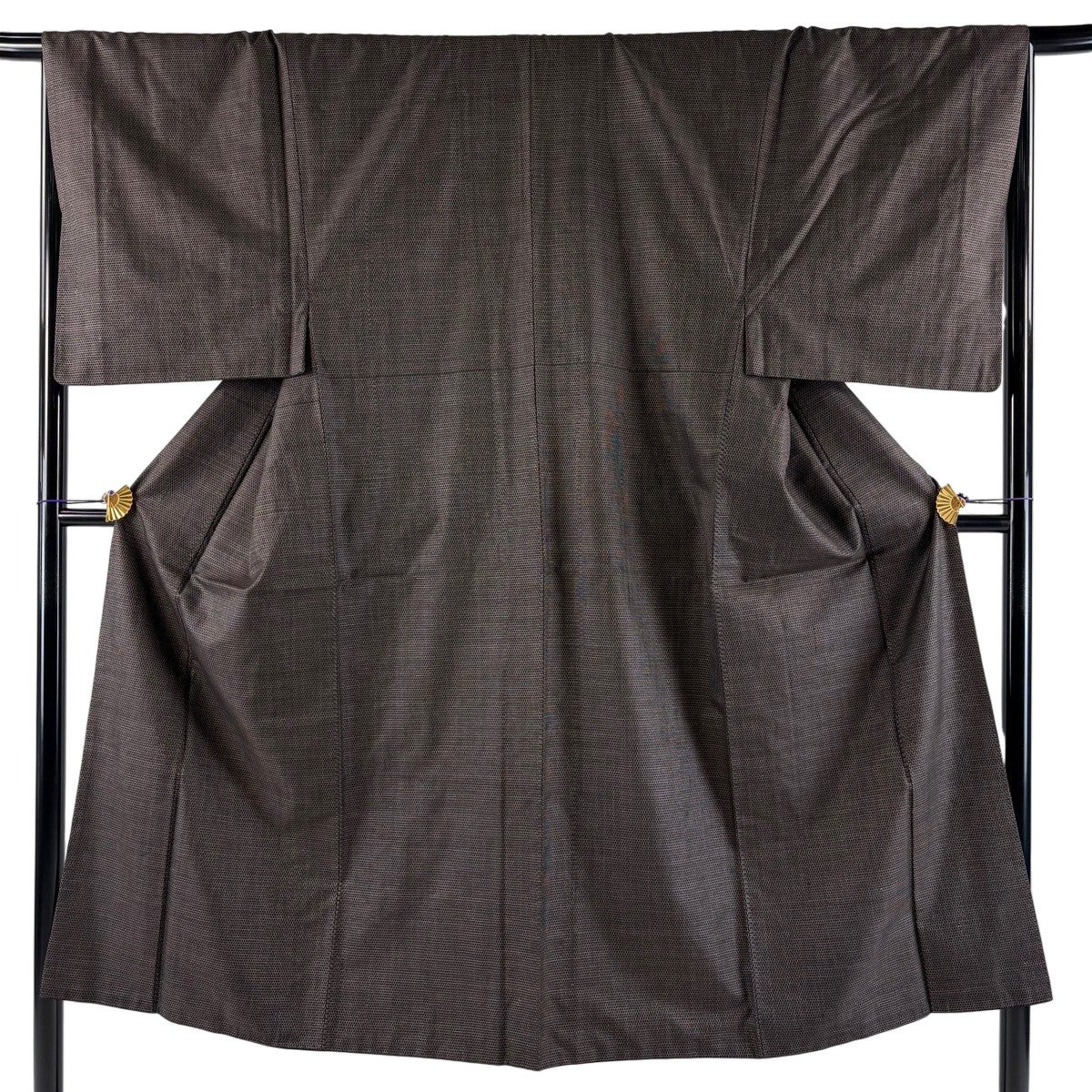 美品】 男着物 身丈142cm 裄丈68cm M 袷 紬 アンサンブル 幾何学模様