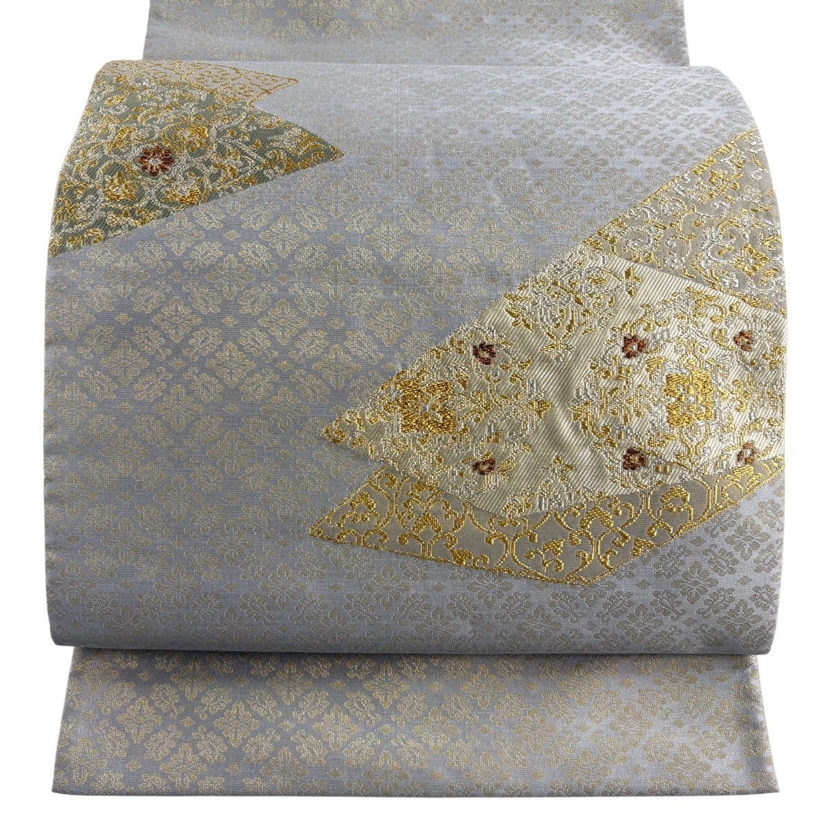 美品】 袋帯 秀品 松尾光琳 落款あり 枝梅 観世水 金糸 箔 金色 お太鼓