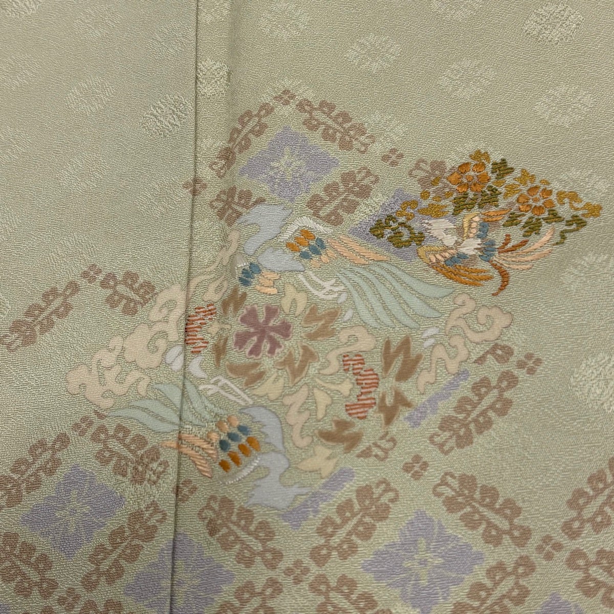 美品】 付下げ 身丈159.5cm 裄丈64.5cm M 袷 千總 落款あり 鳥 草花